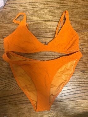 triangl swimwear Vibrant Orange Textured Bikini